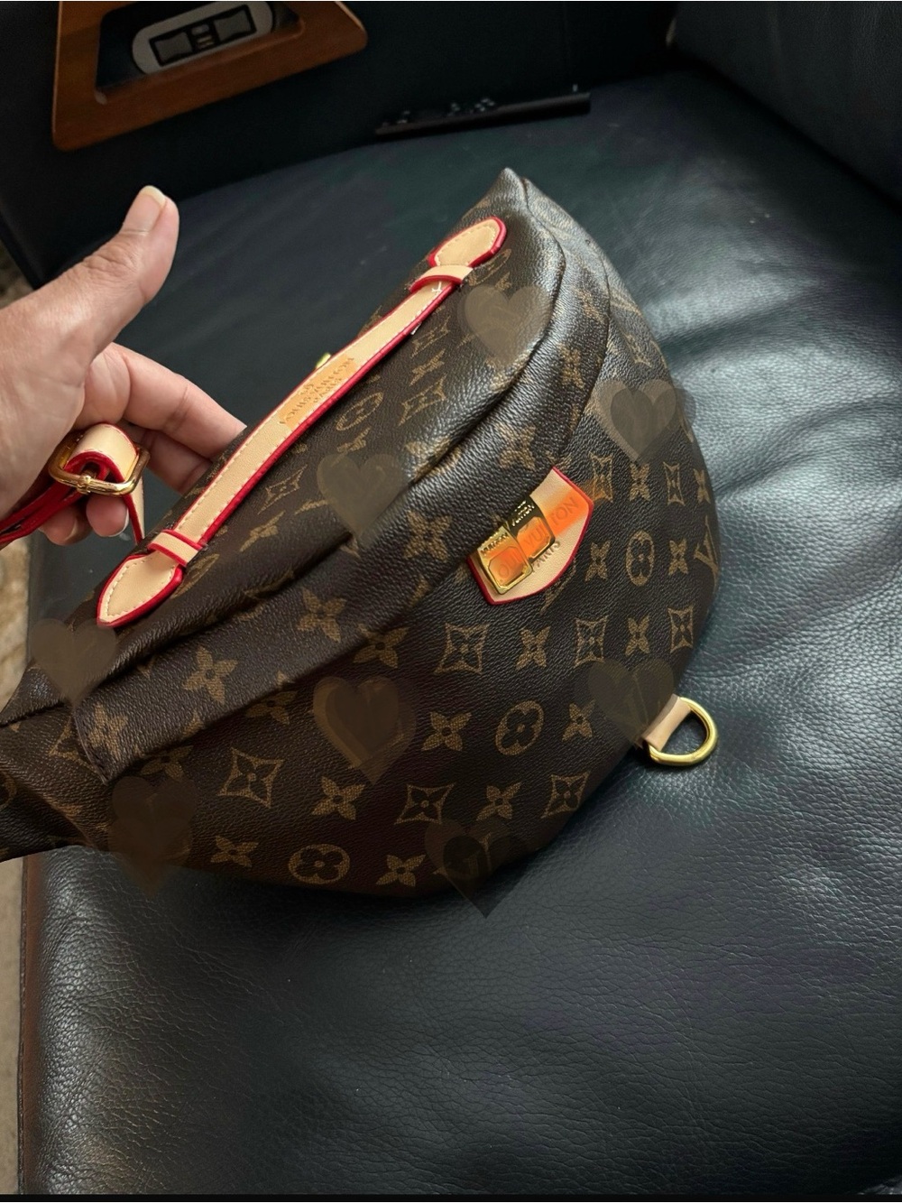 Monogram Canvas Crossbody Bag with Red Trim